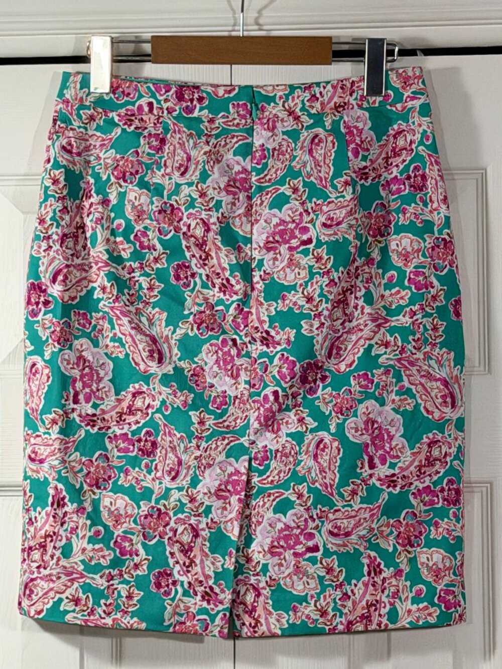 J.Crew Green Paisley Print Pencil Skirt - Picture 2 of 10